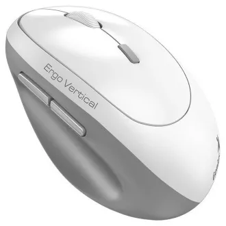 Genius Ergo 8350S, egér, vezeték nélküli, optikai, függőleges, 2400DPI, 6 gomb, csendes, Copilot, 2.4GHz, Bluetooth 5.3, fehér színben
