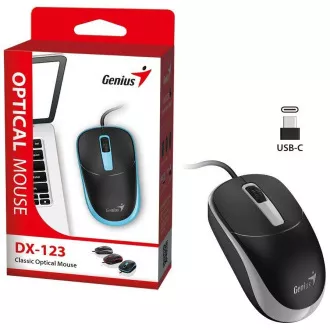 Genius DX-123 egér, vezetékes, optikai, 1200DPI, 3 gomb, USB-C, feketeszürke, fekete-szürke