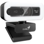 Genius FaceCam Light webkamera, Full HD 1080p, LED-megvilágítás, beépített mikrofon, adatvédelmi fedél, USB/C, fekete