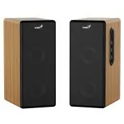 Genius SP-HF1220BT hangszórók, 2.0, 45 W, 3,5 mm-es csatlakozó, Bluetooth, fa kivitel, mély- és magas hangszabályozás, fejhallgató-kimenet, barna-fekete