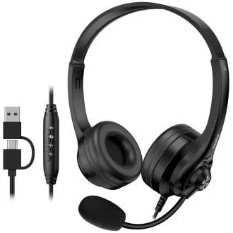 Genius HS-235U AI, fejhallgató, vezetékes, fejre rögzíthető, mikrofon, Copilot, hangerő-szabályozás, 2,4 m-es kábel, USB-C, USB, fekete Genius HS-235U AI, fejhallgató, vezetékes, fejre rögzíthető, mikrofon, Copilot, hangerő-szabályozás, 2,4 m-es kábel, USB-C, USB, fekete