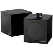 Genius SP-HF300U, hangszórók, 2.0, 4 W RMS, USB-A, USB-C, 2"-es hangszóróegységek, fa, hangerőszabályzó, fekete