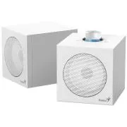 Genius SP-HF300U, hangszórók, 2.0, 4 W RMS, USB-A, USB-C, 2"-es hangszóróelemek, fa, hangerő-szabályozó, fehér