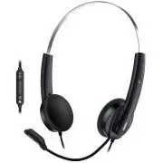 Genius HS-220U AI, fejhallgató, vezetékes, mikrofonnal, hangerő-szabályzóval, Copilot, USB, 2,4 m-es kábel, fekete
