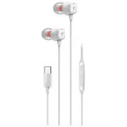 Genius HS-M368, fejhallgató, vezetékes, fülbe illeszkedő, mikrofonnal, hangerő-szabályzóval, USB-C csatlakozóval, fehér