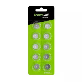 Zöld cellás buborékcsomagolás 10x lítium akkumulátor CR1620 3V 70mAh gomb