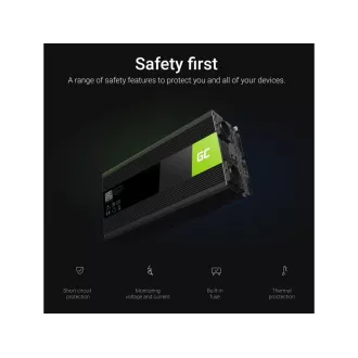 Green Cell Power Inverter 12V - 230V 1500W/3000W tiszta szinusz hullám 12V - 230V