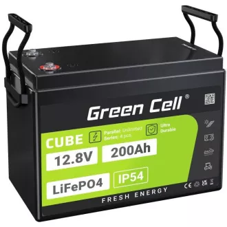 Green Cell CUBE LiFePO4 akkumulátor 200Ah 12,8V 2560Wh napelemes akkumulátor lakókocsikhoz, napelemekhez, off-grid rendszerhez, foodtruckhoz