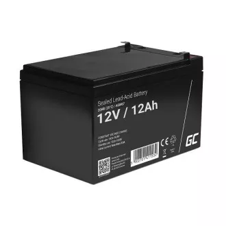 Green Cell AGM VRLA 12V 12Ah karbantartásmentes akkumulátor riasztórendszerhez, pénztárgéphez, játékokhoz