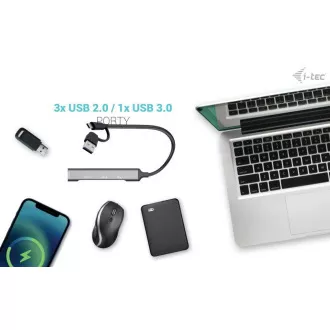 I-Tec USB-A/USB-C fém HUB 1x USB-C 3.1   3x USB 2.0