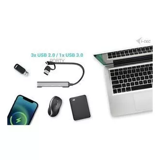 I-Tec USB-A/USB-C fém HUB 1x USB-C 3.1   3x USB 2.0