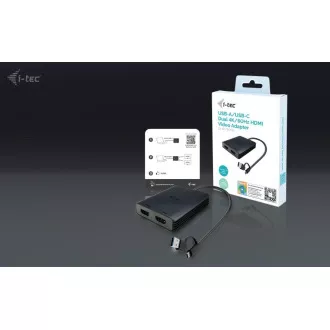I-Tec USB-A/USB-C kettős 4K HDMI videó adapter