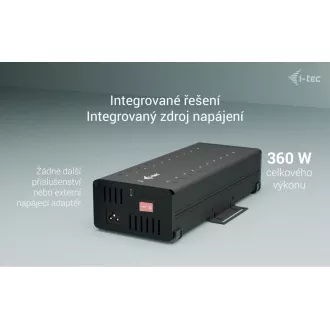 I-tec USB-C/USB-A fém töltő adat HUB, 15W portonként, 20x USB-C, 360W