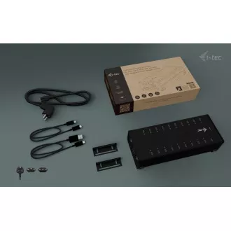 I-tec USB-C/USB-A fém töltő adat HUB, 15W portonként, 20x USB-C, 360W
