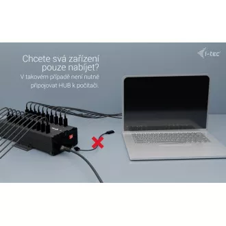I-tec USB-C/USB-A fém töltő adat HUB, 15W portonként, 20x USB-C, 360W