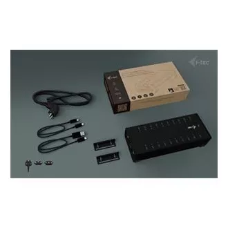 I-tec USB-C/USB-A fém töltő adat HUB, 15W portonként, 20x USB-C, 360W