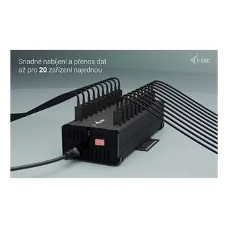 I-tec USB-C/USB-A fém töltő adat HUB, 15W portonként, 20x USB-C, 360W