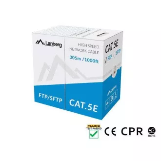 LANBERG LAN KÁBEL CAT.5E FTP 305M SOLID CU SZÜRKE CPR   FLUKE PASSED