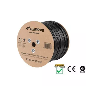 LANBERG LAN KÁBEL CAT.5E UTP 305M FIX KÜLTÉRI CU FEKETE FLUKE PASS