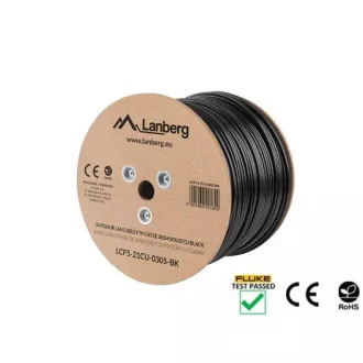 LANBERG LAN KÁBEL CAT.5E FTP 305M FIX KÜLTÉRI CU FEKETE FLUKE ÁTADVA