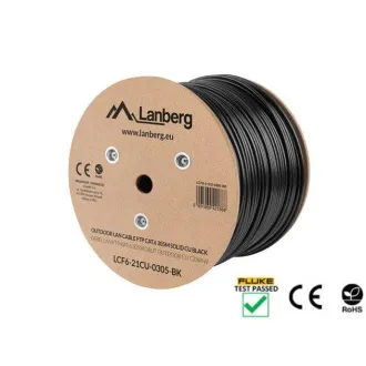 LANBERG LAN KÁBEL CAT.6 FTP 305M FIX KÜLTÉRI CU FEKETE FLUKE ÁTADVA