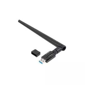 LANBERG USB ADAPTER VEZETÉK NÉLKÜLI HÁLÓZATI KÁRTYA NC-1200-WIE AC1200 DUAL BAND 1X BELSŐ   1X KÜLSŐ ANTENNA