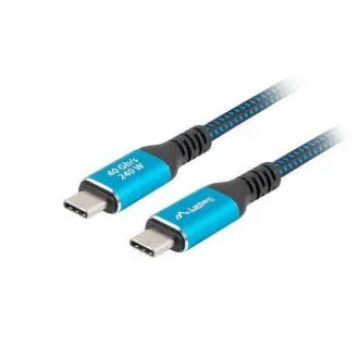 Lanberg USB-C kábel M/M 4.0, 1,5 m, 240 W, 8K, 60 Hz, fekete-kék