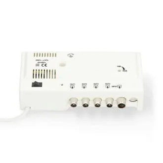 Nedis SAMP42244WT – CATV antennaerősítő | Erősítés: 20 dB | 47–694 MHz | Kimenetek száma: 4 | Erősítés-szabályozás | Fehér