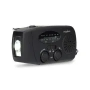 Nedis RDFMCR2000BK - Vészhelyzeti rádió | AM/FM | Powerbank funkció | Akkumulátoros tápegység / USB tápegység / Kézi kurbli | Fekete | Fekete