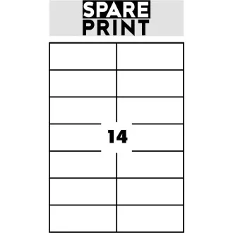 SPARE PRINT PREMIUM Öntapadós címkék fehér, 100 db A4-es lap dobozban (1 lap/14x címke 105x42,3mm)