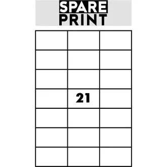 SPARE PRINT PREMIUM Öntapadós címkék fehér, 100 db A4-es lap dobozban (1 ív/21x címke 70x42,3mm)