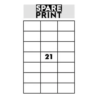 SPARE PRINT PREMIUM Öntapadós címkék fehér, 100 db A4-es lap dobozban (1 ív/21x címke 70x42,3mm)