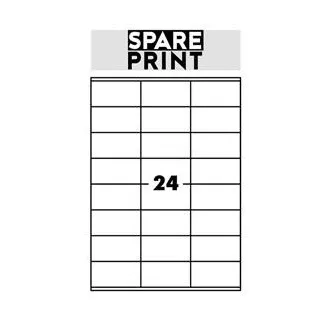 SPARE PRINT PREMIUM Öntapadós címkék fehér, 100 db A4-es lap dobozban (1 ív/24x címke 70x36mm)
