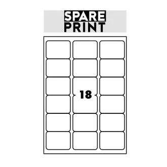 SPARE PRINT PREMIUM Öntapadós címkék fehér, 100 db A4-es lap dobozban (1 lap/18x címke 68x47mm) SPARE PRINT PREMIUM Öntapadós címkék fehér, 100 db A4-es lap dobozban (1 lap/18x címke 68x47mm)