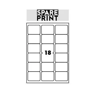 SPARE PRINT PREMIUM Öntapadós címkék fehér, 100 db A4-es lap dobozban (1 lap/18x címke 68x47mm) SPARE PRINT PREMIUM Öntapadós címkék fehér, 100 db A4-es lap dobozban (1 lap/18x címke 68x47mm)