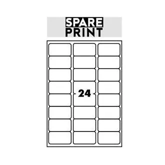 SPARE PRINT PREMIUM Öntapadós címkék fehér, 100 db A4-es lap dobozban (1 ív/24x címke 68x36mm)
