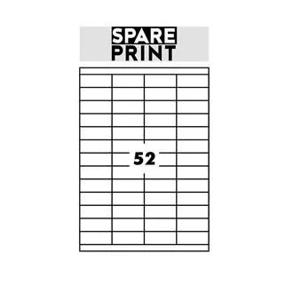 SPARE PRINT PREMIUM Öntapadós címkék fehér, 100 lap A4-es dobozban (1arch/52x címke 52,5x21,2mm)