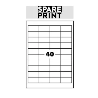 SPARE PRINT PREMIUM Öntapadós címkék fehér, 100 db A4-es lap dobozban (1arch/40x címke 48,5x25,4mm)