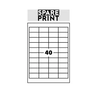 SPARE PRINT PREMIUM Öntapadós címkék fehér, 100 db A4-es lap dobozban (1arch/40x címke 48,5x25,4mm)
