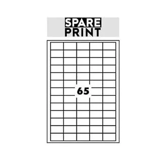 SPARE PRINT PREMIUM Öntapadós címkék fehér, 100 db A4-es lap dobozban (1 ív/65x címke 38x21mm)
