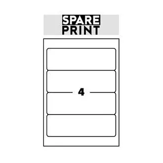 SPARE PRINT PREMIUM Öntapadós címkék fehér, 100 db A4-es lap dobozban (1 lap/4x címke 192x61mm)