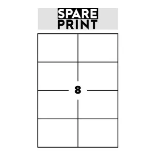SPARE PRINT PREMIUM Öntapadós címkék fehér, 100 db A4-es lap dobozban (1 ív/8x címke 105x74mm)