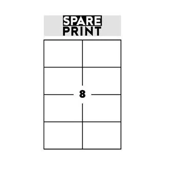 SPARE PRINT PREMIUM Öntapadós címkék fehér, 100 db A4-es lap dobozban (1 ív/8x címke 105x74mm)