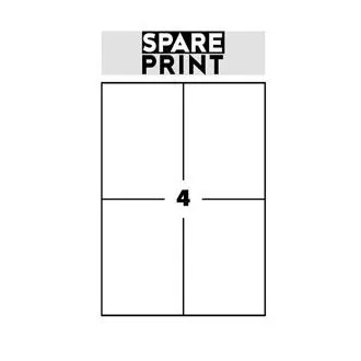 SPARE PRINT PREMIUM Öntapadós címkék fehér, 100 db A4-es lap dobozban (1 lap/4x címke 105x148mm)