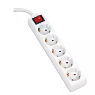 OMEGA Hosszabbító aljzatszalag 5 aljzattal BASIC SURGE PROTECTION 5,0M 16A 5 SOCKET TYPE F SCHUKO GERMAN WHIT