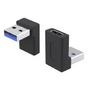 PremiumCord hajlított 90°-os adapter USB-C női - USB-C férfi 40Gbps Alumínium