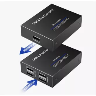 PremiumCord 4 portos USB 2.0 hosszabbító Cat5/Cat5e/Cat6-on keresztül akár 150m-re is