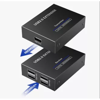 PremiumCord 4 portos USB 2.0 hosszabbító Cat5/Cat5e/Cat6-on keresztül akár 150m-re is