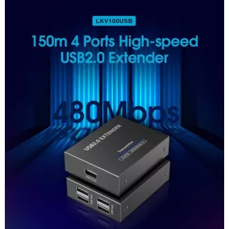 PremiumCord 4 portos USB 2.0 hosszabbító Cat5/Cat5e/Cat6-on keresztül akár 150m-re is