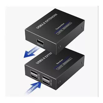 PremiumCord 4 portos USB 2.0 hosszabbító Cat5/Cat5e/Cat6-on keresztül akár 150m-re is